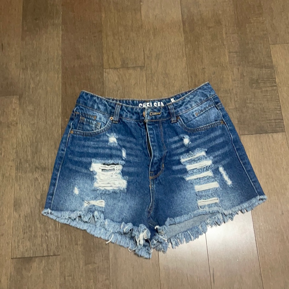 Ripped jean shorts